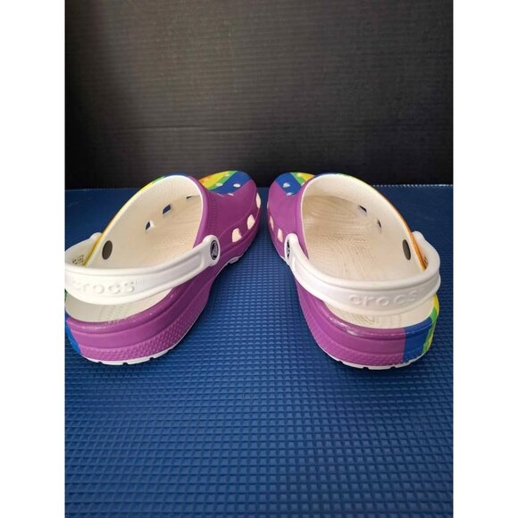 Rainbow Striped Crocs Clogs Size 7/9 Multicolor Unisex Footwear - Picture 3 of 6